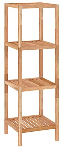 vidaXL Solid Wood Walnut Bathroom Shelf Wooden Shower Storage Organiser Toilet Shower Rack Standing Bath Shelf Storage Rack 36x36x112 cm