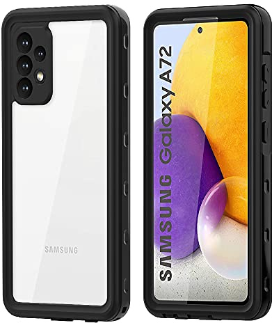 IMIRST Premium Wasserdichtes Gehäuse für Samsung Galaxy A72 4G - Heavy Duty 360° Schutz Schock-Absorption Kratzfestigkeit Telefon Abdeckung für Samsung Galaxy A72 4G. WP Black