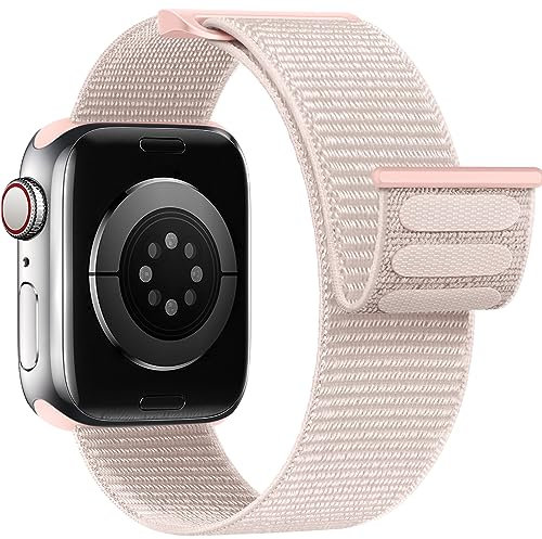 Yoohoo Nylon Straps Compatible with Apple Watch Straps 38mm 40mm 41mm 42mm(Series 10) Women Men,Upgraded Soft Nylon Strap Replacement Watch Bands for iWatch Series 10 9 8 7 6 5 4 3 2 1 SE/Rose Pink