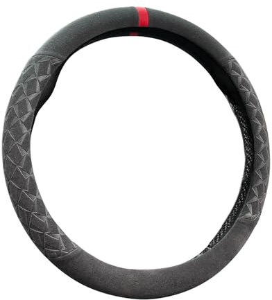 ZATOOTO Lenkradbezug Auto, Dünn Lenkradhülle mit Weichem, Anti-Rutsch und Sport, 37-38cm, Grau
