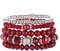 FULU AUTUMN Boho Perlenarmband Damen Mehrschichtiges Armband mit Kristalle Perlen Modeschmuck Geschenke für Frauen(32-Red)