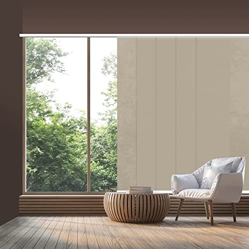 VIEWTEX Schiebevorhang Kit Screen (Schiene und Flächenvorhang) - Öffnungsgrad 10% - Leinen-Sand 238 cm - Made in Europe - 5 Jahre Garantie