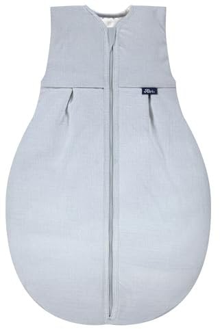 Alvi 4-Season Mull Schlafsack & Windel Blaubaer | Leichter Ganzjahresschlafsack 100% Baumwolle | Warmer Kinderschlafsack TOG 2.0 | Winterschlafsack mit Kinnschutz | Babyschlafsack