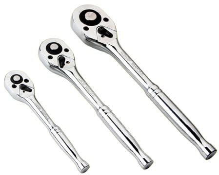 Set Chiavi inglesi a Bussola Cricchetto, 3 Pezzi Chiave a Cricchetto,Cricchetto Telescopico,Chiavi a Cricchetto,Cricchetto Reversibile Estraibile,Pulsante a Sgancio Rapido