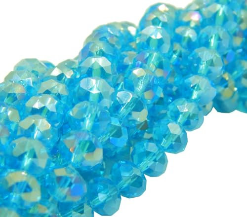 Perlin 120 perlas de cristal checas de Bohemia de 4 mm, perlas checas de cristal con circonita tallada, 1 hebra (aguamarina AB 2x)