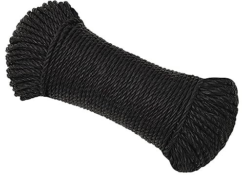 Geflochtenes Polypropylen-Seil, PP-Seil, Gartenseil, schwarz, 8 mm, 25 m, Polypropylen