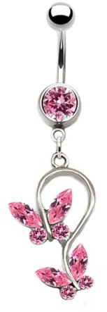 Hängendes Bauchnabelpiercing Für Frauen – Allgleiches Abstraktes Schmetterlings-Zirkon-Inlay-Piercing, Bauchnabel-Nagel-Körperpiercing, Sexy Accessoires, Y2K-Körperschmuck, Rosa, Wie Abgebildet