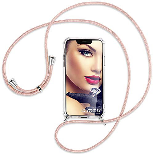 mtb more energy® Handykette kompatibel mit Xiaomi Redmi Note 13 Pro 5G, Poco X6 5G - roségoldfarbene Ösen - Smartphone Hülle zum Umhängen - Anti Shock Full TPU Case