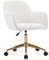 DEKKETO Velvet Swivel Desk Chair, Makeup Vanity Chair with Wheels, Height Adjustable Dressing Table Chairs with Gold Base for Bedroom, Vanity Room, Home Office, Ivory