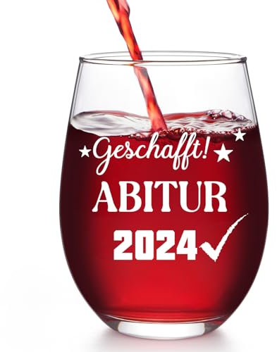 Joymaking Weinglas mit Gravur - Geschafft Abitur 2024, Abitur 2024 Geschenke, Abi 2024 Geschenk, Abi 2024 Deko, Bestandene Prüfung Geschenk zum Abitur, Weinglas Pernasoliert 17oz