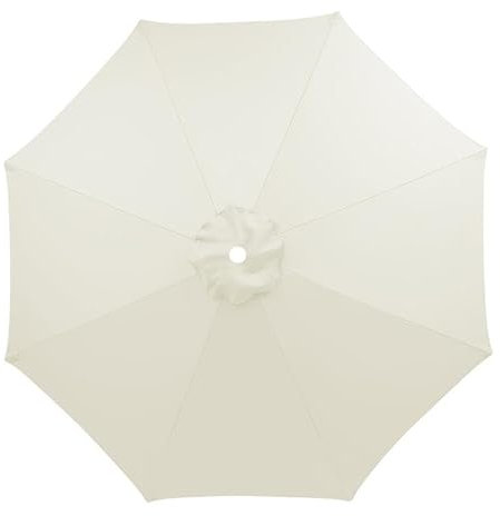 Sonnenschirm Ersatzbezug 3m 8 Streben, UV-Schutz Ampelschirm Bezug, Weiß Wasserdicht Schirmbezug Sonnenschirm Ersatzteile für Balkon, Garten, Pool und Strand