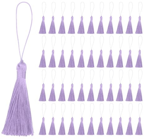 QUARKZMAN 45Pz Nappe per Segnalibri Setose Nappine Colorate Artigianali Fatte Mano Mini Nappes Decorazioni Morbido Filo per Gioielli Portachiavi Souvenir Laurea Cucito Abiti, Viola Chiaro