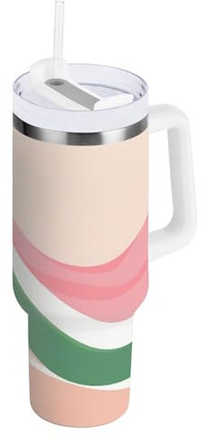 JUMBEAR 30oz Watermelon Color Matching Tumbler with Handle and Straw Lid,Insulated Reusable Stainless Steel Water Bottle Travel Mug Iced Coffee Cup