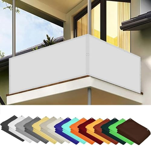 Brise-Vue pour Balcon 60 x 400 cm Revêtement et Pare Vue de Balcon Brise Vue Renforcé Filet Occultant avec Attaches de Câble et Cordons pour Balcon Jardin Patio Terrasse, Blanc