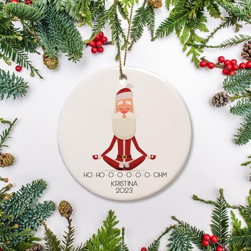 Weihnachtsbaumschmuck Yoga Ohm Namaste, Für Yogi, Yogalehrer, Weihnachtsanhänger Andenken Runde Keramik Ornament Premium Weihnachtsschmuck Für Hausdeko Party Holiday