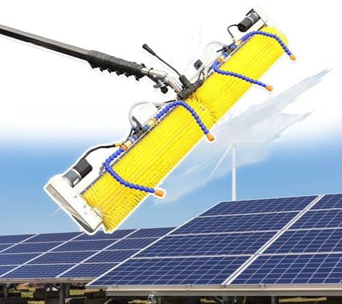 pedenencelia Rotating Solar Panel Cleaning Brush - Electric Photovoltaic Panel Cleaner,5m Water Fed Pole Kit,Suitable For Photovoltaic Panels And Roof Cleaning