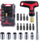 LEONTOOL 18 Pieces T-Handle Ratchet Wrench and Screwdriver Set, 3 Adjustable Handle Positions Magnetic Multi-Bit Ratcheting Screwdriver and Socket Set with Quick-Load Mechanism for Home & Garage