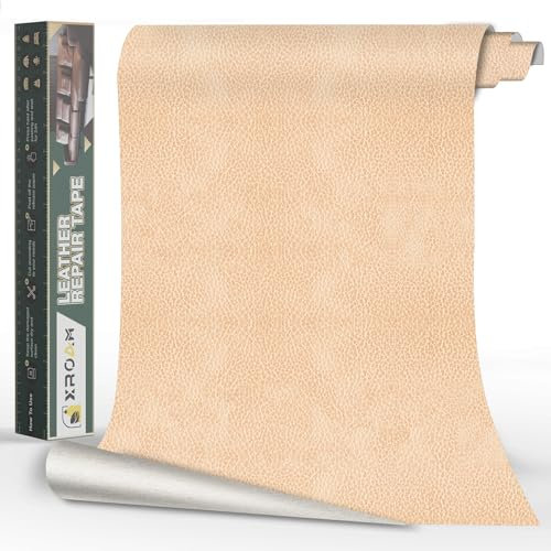 Xroam Kunstleder Selbstklebend, 40x200 cm Retro Beige Gelb Leder Reparatur Patch, Lederflicken Selbstklebender, Kunstleder Reparaturset, Leder Patch Selbstklebend für Sofa, Autositze, Taschen, Jacken