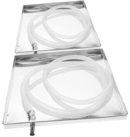 Ciieeo Stainless Steel Air Conditioner Drip Pan Set Sturdy Water Tray Drainage System Prevents Leaks Easy Installation for Outdoor Unit Portable Water Tray