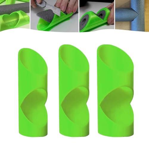 3 Pcs Foam Pipe Cutter Tool,Three-Tube Insulation Cutting Fixture Tool,Insulation Lagging Tool,Foam Pipe Insulation Cutting Tool for Household,Industrial Use (Green)