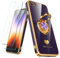 Nonional Compatible for iPhone SE/8/7 Case with 2 Pack Screen Protector, 360° Rotatable Ring Holder [Luxury Hearts Pattern] Plating Gold Edge Slim Soft Phone Case for iPhone SE/8/7 - Purple
