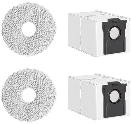 Rrochio Robot Vacuum Cleaner Accessories for Dreame L50 Pro Ultra, 2 Mop 2 Dust Bags for Dreame L10s Pro Ultra, X40 Ultra, L40 Ultra, X50 L20 L10s L10 X30 Ultra, L10s Ultra Gen2 Replacement Parts