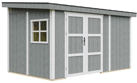 Gartenhaus Premium Qualität 8,68 m² - H231x248x412 cm - Aufbau von LP Smartside Panels – Ohne Boden und Seitenwand – Timbela M939B-CAVERN Steel