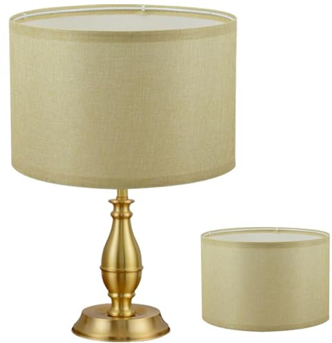 Lamp Shades, 12x8 Linen Structure Khaki Cylindrical Large Lamp Shade, Classic Simple Farmhouse Drum Shade for Table & Floor