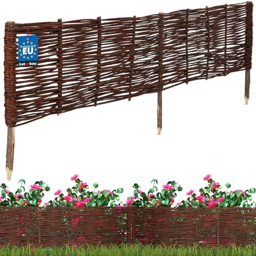 KOTARBAU® Beetbegrenzung Weidenzaun 120 x 30 cm Zaun Beeteinfassung Beet Beetumrandung Steckzaun Rasenkante Weide Beeteinfassung Gartenzaun Zum Stecken Flexible Weidengeflecht