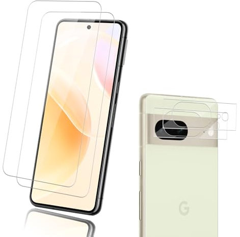 Carantee Verre Trempé pour Google Pixel 8, 2 x Protection D'écran et 2 x Protection écran Caméra Arrière, HD Haute Sensibilité Film Protection écran pour Pixel 8, 3D Ultra Résistant vitre protection