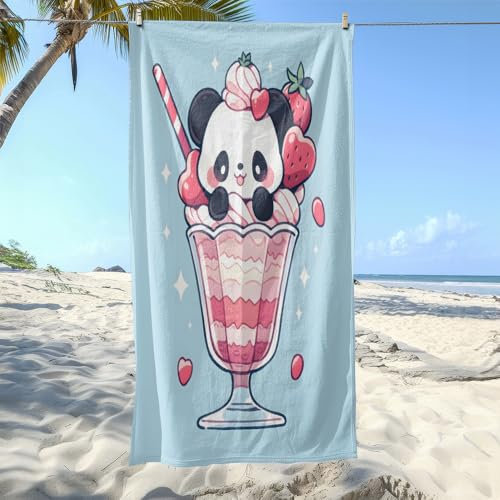 Strandtuch XXL Blauer Panda Mikrofaser Handtuch Beach Towel,Strandlaken,Strandtücher,Picknickdecke wasserdichte Stranddecke, Stranddecke Sandfrei für Strand, Park, Camping, Wandern