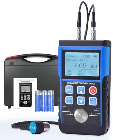 Medidor de grosor de pintura ultrasónico de 0,8 a 500 mm, alta precisión ± 0,05 mm, calibre de grosor de vidrio 130S, resolución de 0,01 mm, modos MAX/AVG/MIN/CTN/SNG/CAL para la mayoría de materiales