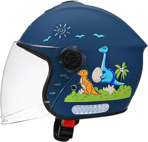 Caimcie Offener Motorradhelm für Kinder | 3/4-Jethelm für Kinder | mit Sonnenblende | Rollerhelm für Kinder | ECE/DOT-geprüft | für Jungen und Mädchen von 4 bis 15 Jahren A,50-55cm