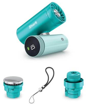 Shark ChillPill, the only 3-in-1 personal cooling system with fan, InstaChill cooling plate and dry touch mist - portable, hand-held and portable with rechargeable battery, 10 speeds, glacier