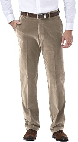 Haggar Pantaloni da Uomo Elasticizzati in Velluto a Coste espandibile, vestibilità Classica, Cachi, 32W x 32L