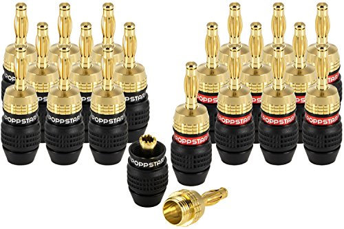POPPSTAR 20x High End Bananenstecker (geschirmt, bis 6 mm², 24k vergoldet, 10x schwarz, 10x rot)