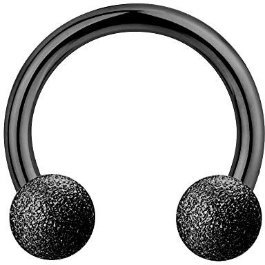 Treuheld Piercing Hufeisen - Stahl - Diamant - Schwarz - [06.] - 1.2 x 10 mm (Kugeln: 4mm)