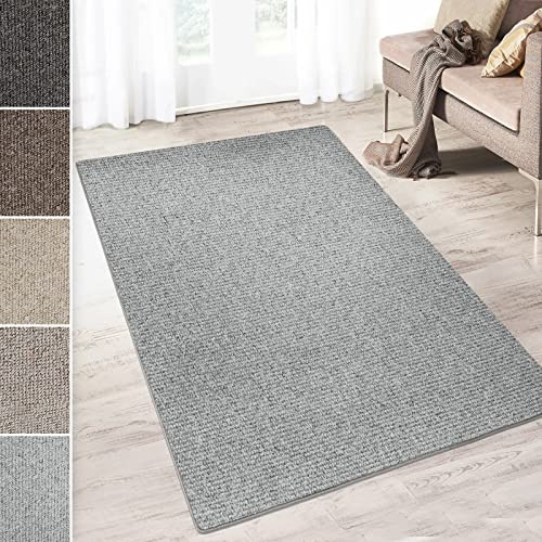 casa pura Teppich Läufer Carlton | Flachgewebe dezent Gemustert | Teppichläufer in vielen Größen | als Küchenläufer, Flurläufer (Hellgrau - 100x500 cm)