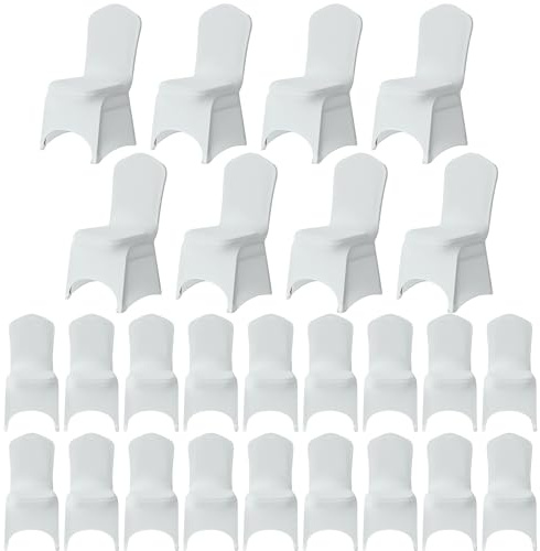 WedDecor White Banquet Protective Chair Cover Stretchable Cover for Weddings Decoration, Conferences, Events, Birthday & Christmas Parties, Hotel, Restaurant, 150pcs
