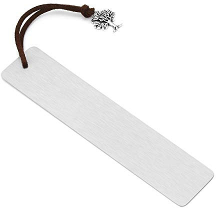 PiercingJ Personalized Gravur Edelstahl Lesezeichen mit Baum des Lebens Anhänger Buchzeichen Bookmark Buch Zubehör, Silber