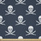 ABAKUHAUS Pirates Satin Stoff als Meterware, Jolly Roger Muster, Zum Nähen Toller Stoff für Heimtextilien Aller Art, 3M (148x300cm), Dunkelblau Weiß