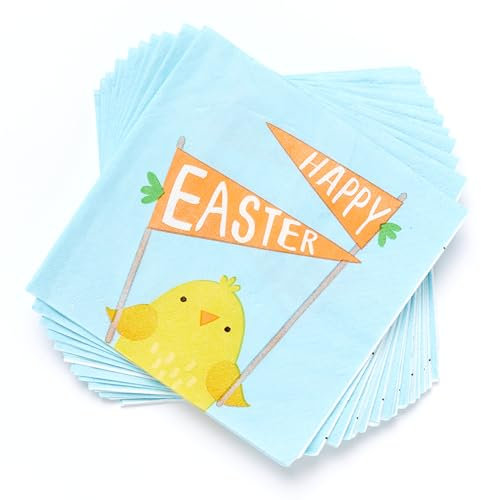 amscan 502273 Amscan - Happy Easter Chick Beverage Napkins Party Tableware - 16 Pack