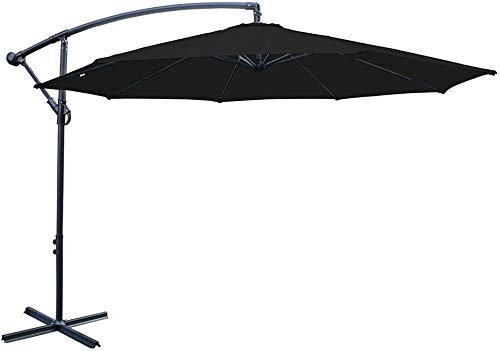 TFS 3m Cantilever Banana Overhanging Garden Parasol - Grey/Green/Black/Natural (Black)