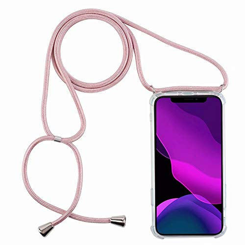 2ndSpring Coque avec Collier Compatible avec iPhone 7/8/iPhone SE 2020/iPhone SE 3 2022,Tour de Cou Lanière en Corde Pendentif Housse,Rose Gold