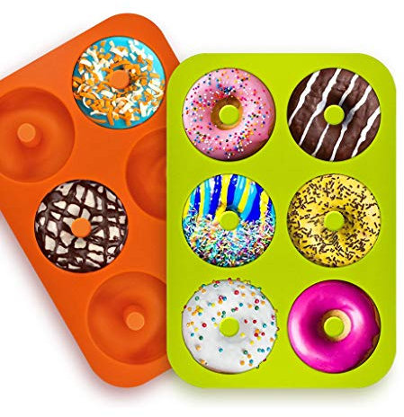 Moule à donut en silicone, 6 trous,Moule silicone Beignets Cake factory Pour Les gâteaux,Biscuits,Bagels,Muffins,accessoire cookeo (2 pièces)