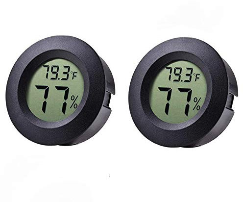 Meichoon Mini Thermomètres Hygromètres Lot de 2 pour Réfrigérateur Congélateur Hygromètre électronique Thermomètre Intérieur Intégré Détecteur Température D'humidité UD01 Noir