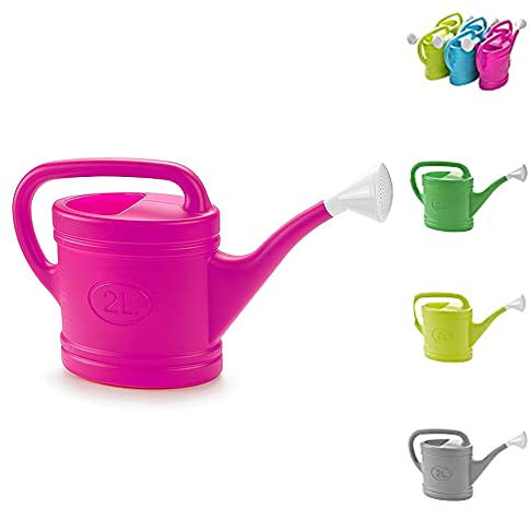 PLASTIFIC Regadera de plástico ligero rociador de agua botella de riego desmontable rosa para jardín al aire libre casa flor bonsái planta (2 L, fucsia, regadera de plástico)