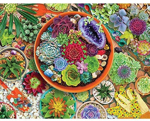 Springbok 500 Piece Jigsaw Puzzle Succulent Garden - Unique Cut Pieces