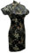 Robe courte chinoise courte Qipao élégante pour femme avec col mandarine Cheongsam - Noir - L