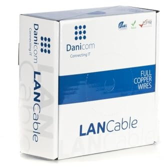 Danicom CAT5E UTP 50m - PVC (Fca), POE, Ethernet, LAN, Patchkabel, Datenkabel, RJ45 - für Serverschränke, Switches, Router, Modems!
